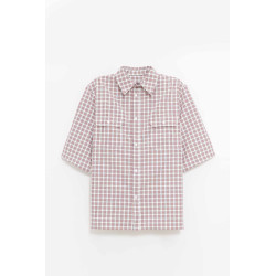 WILLY CHAVARRIA RED WHITE PICNIC PLAID SS CORCORAN SHIRT